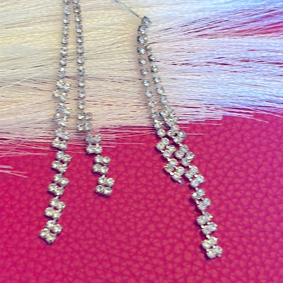 Double Strand Rhinestone Earrings - Picture 2 of 2